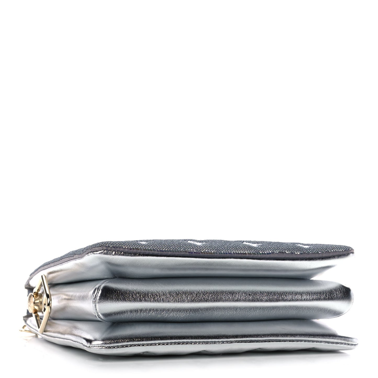 Satin Sequin Embroidered Monogram Coussin BB Silver