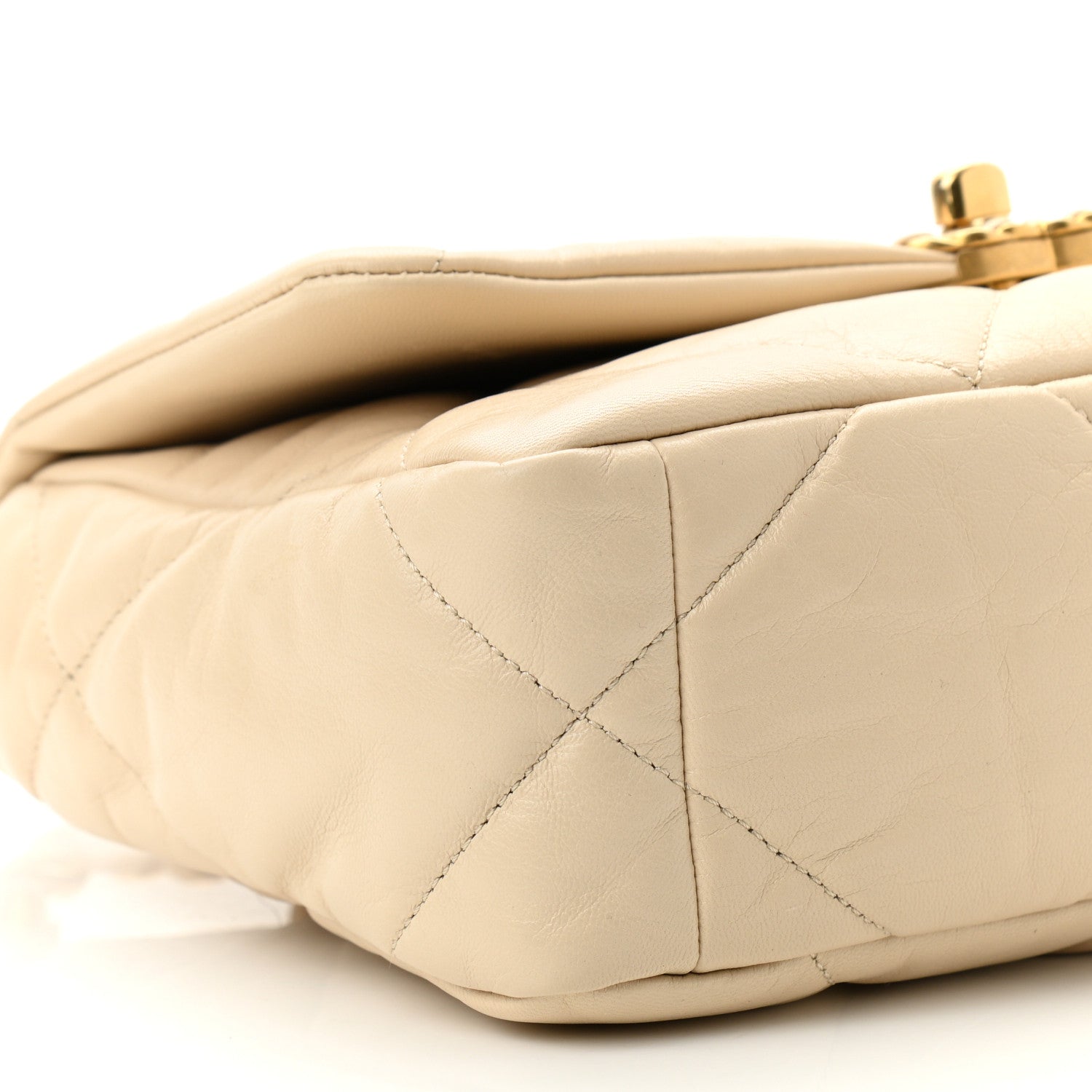 Chanel Shiny Goatskin Quilted Medium Chanel 19 Flap Beige 9 of 11