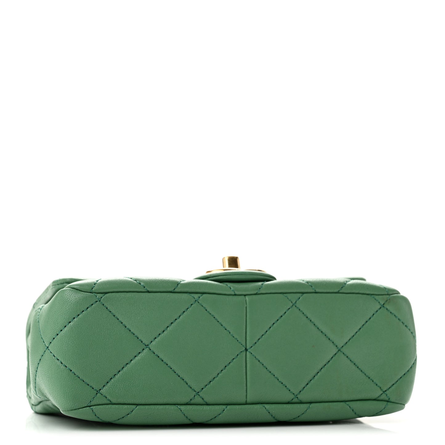Lambskin Quilted Mini Logo Flap With Handle Green
