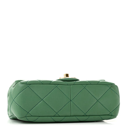 Chanel Lambskin Quilted Mini Logo Flap With Handle Green 4 of 12