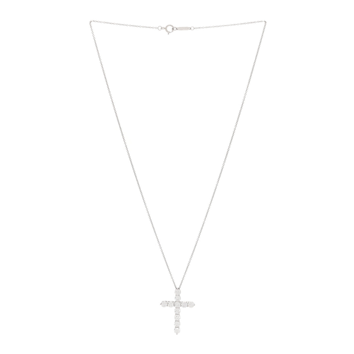 Platinum Diamond Large Cross Pendant Necklace