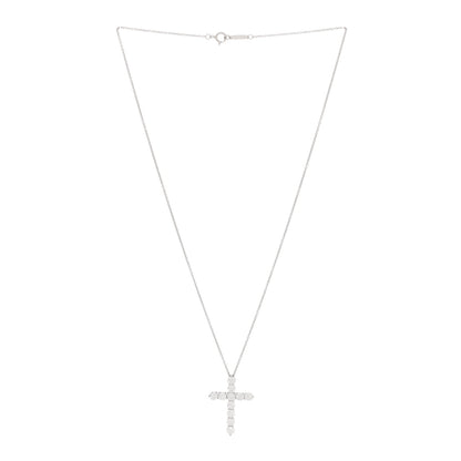 Tiffany Platinum Diamond Large Cross Pendant Necklace 3 of 5