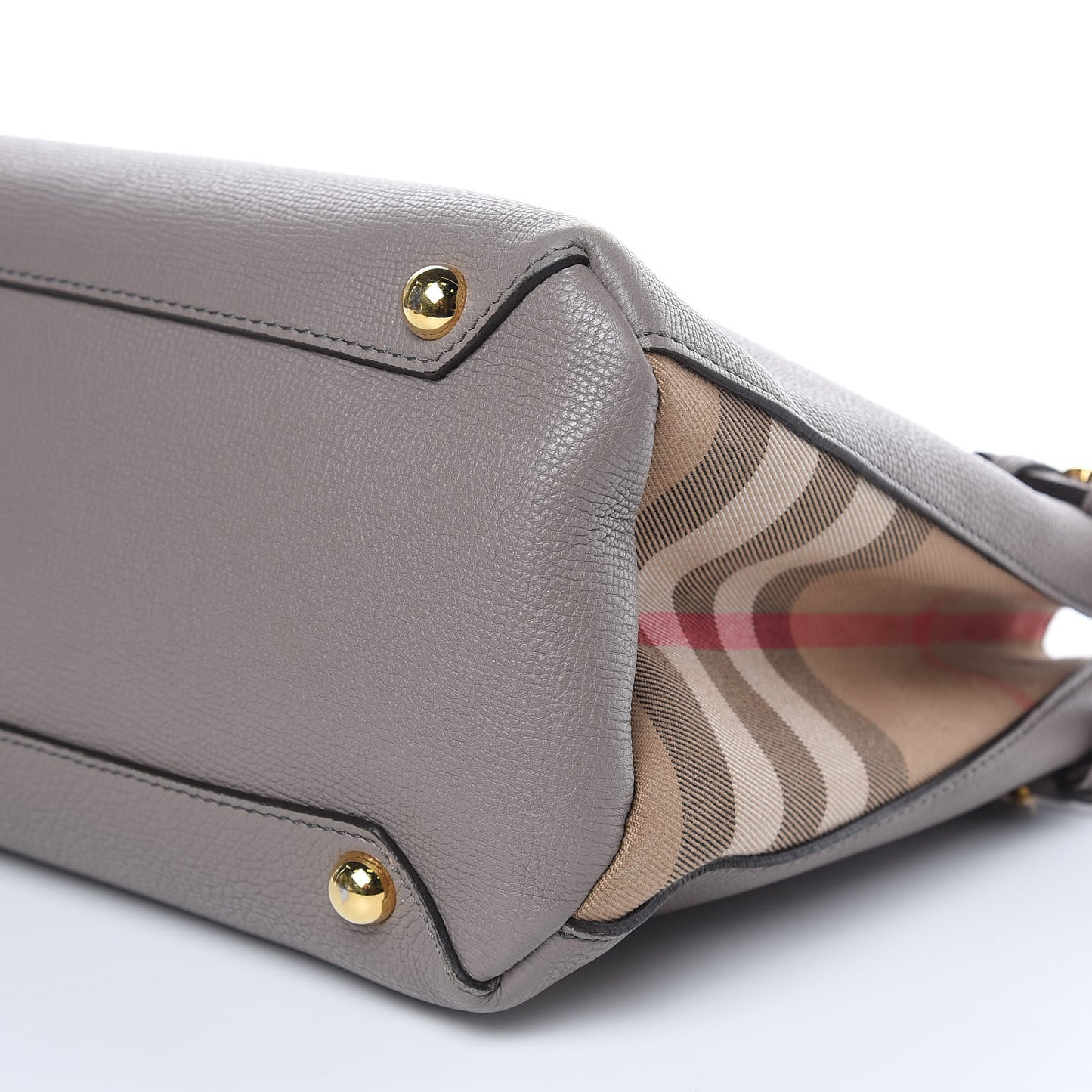 Derby Calfskin House Check Medium Banner Tote Thistle Grey
