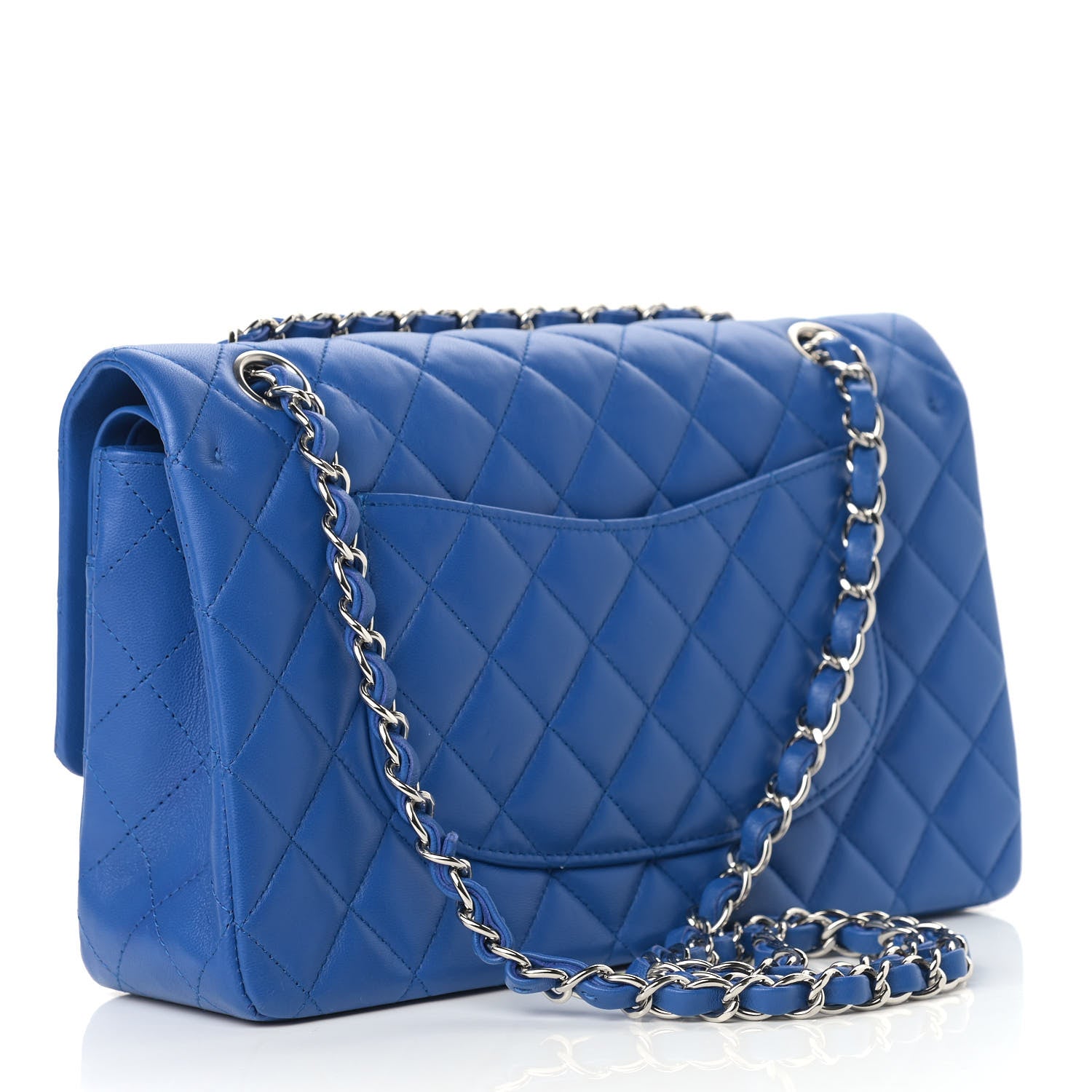 Chanel Lambskin Quilted Medium Double Flap Blue 3 of 14