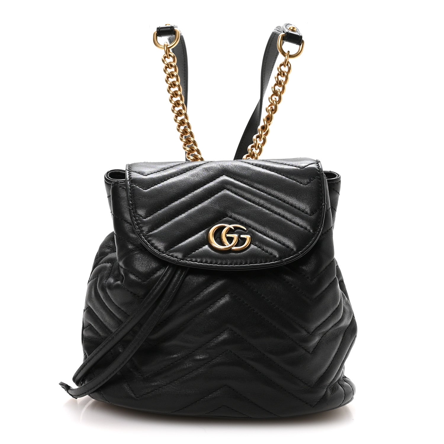 Gucci Calfskin Matelasse GG Marmont Flap Backpack Black 1 of 10