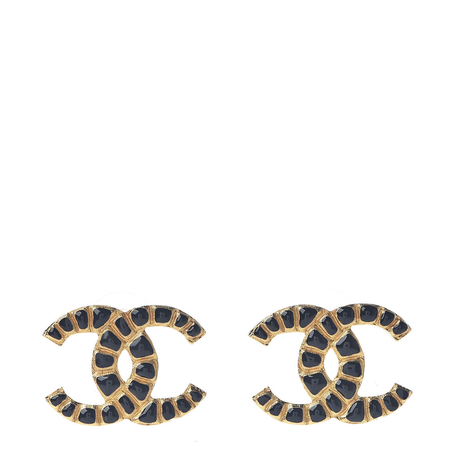 Chanel Along The Nile CC Earrings Gold Black 1 of 6