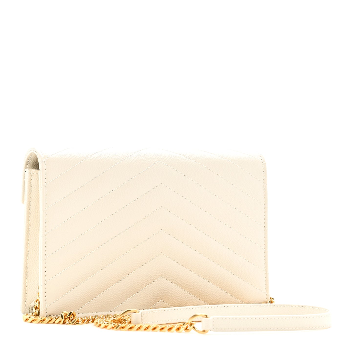 Grain De Poudre Matelasse Chevron Monogram Envelope Chain Wallet Crema Soft