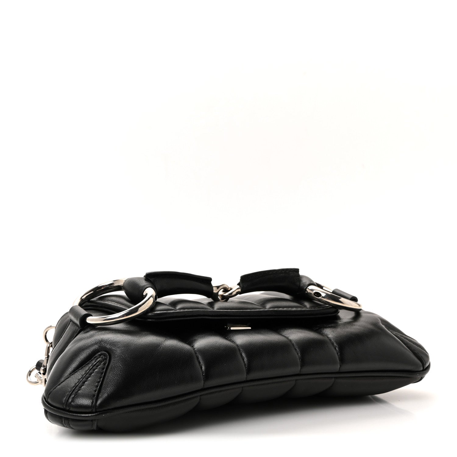 Gucci Nappa Vertical Matelasse Small Maxi Horsebit Chain Shoulder Bag Black 4 of 10