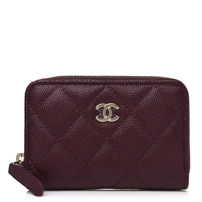 Chanel Caviar Quilted Zip Around Coin Purse Burgundy 1 of 4