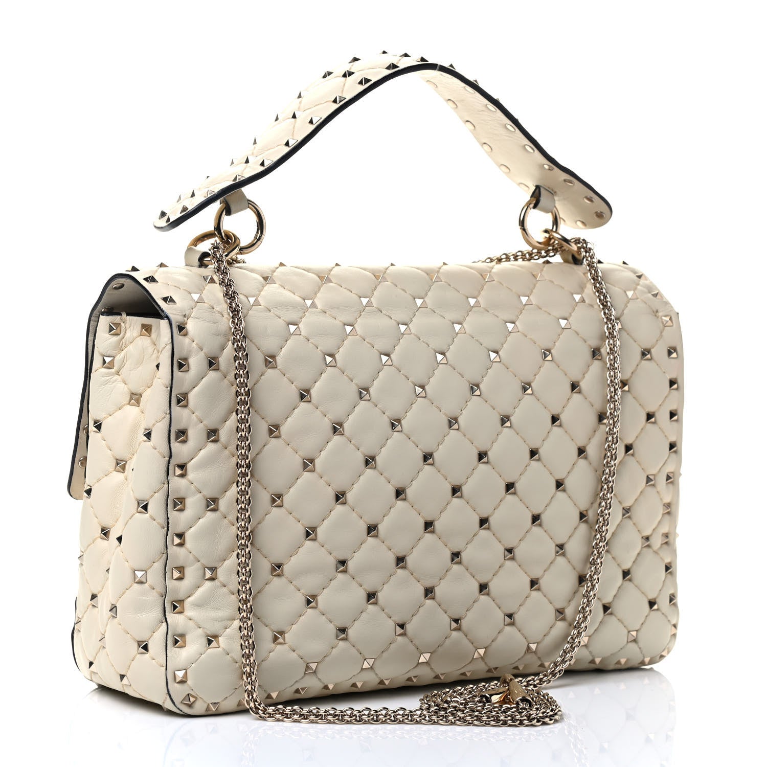 Valentino Garavani Nappa Large Rockstud Spike Shoulder Bag Light Ivory 3 of 8