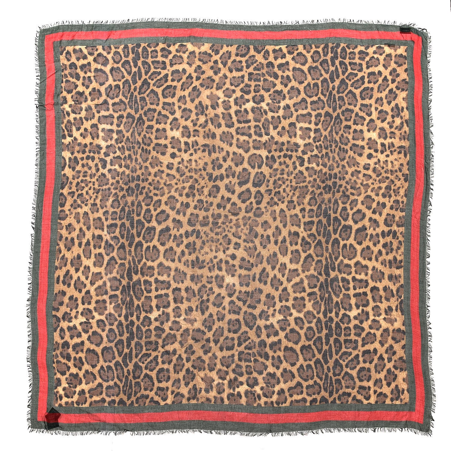 Gucci Modal Silk Leopard Web Print Square Scarf 1 of 4