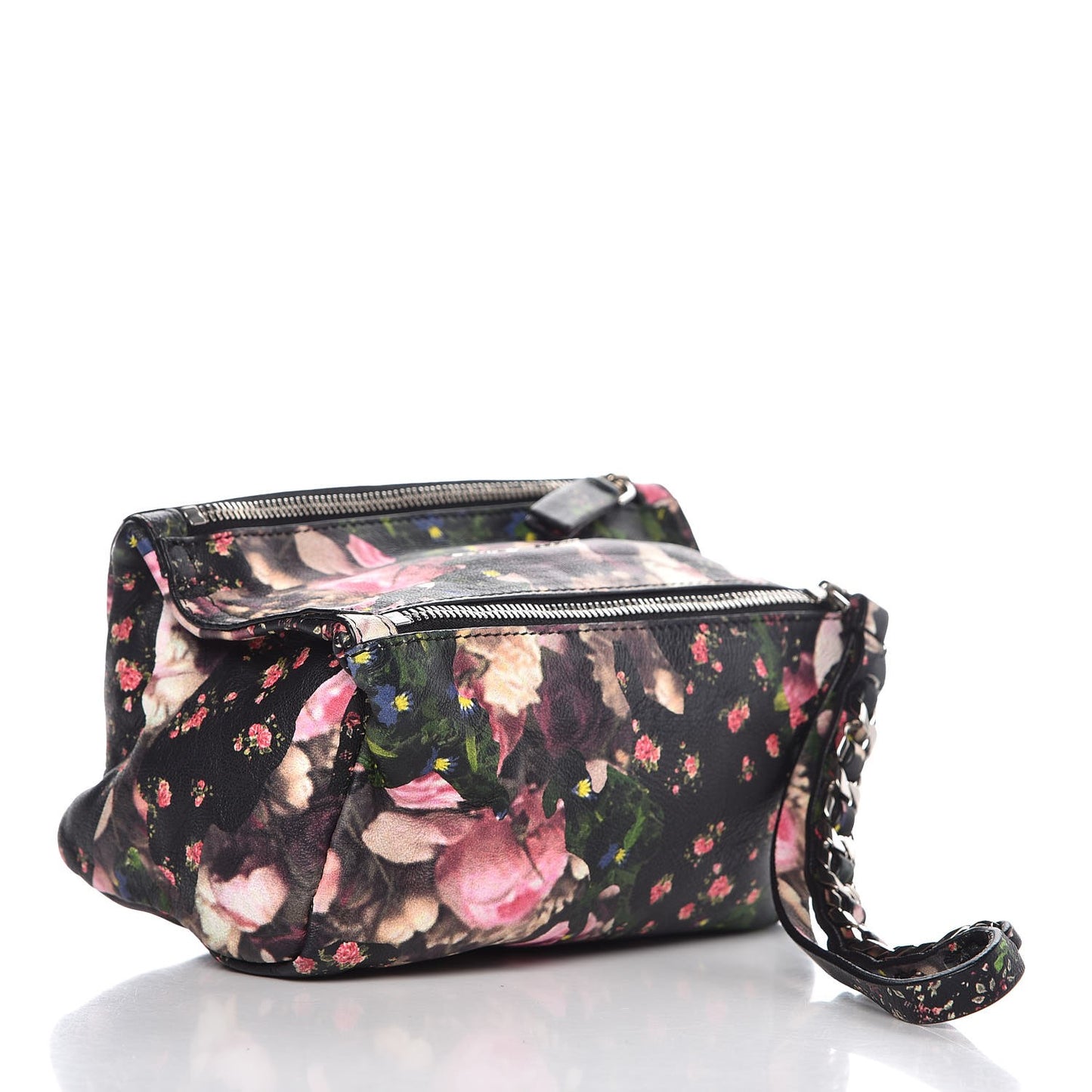 Lambskin Roses Camouflage Print Pandora Wristlet Black