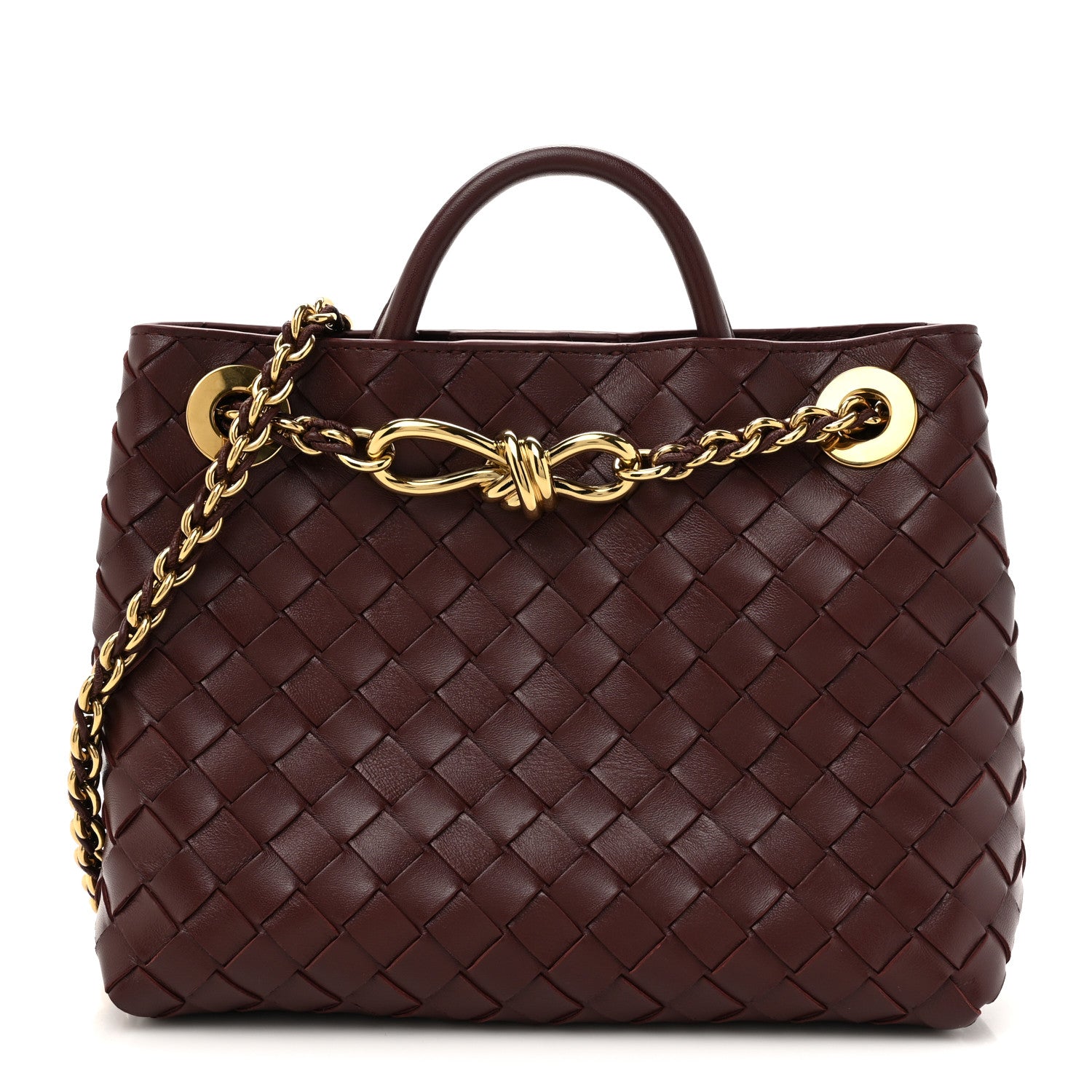 Bottega Veneta Nappa Intrecciato Small Andiamo With Chain Shoulder Bag Madder Brown 1 of 9