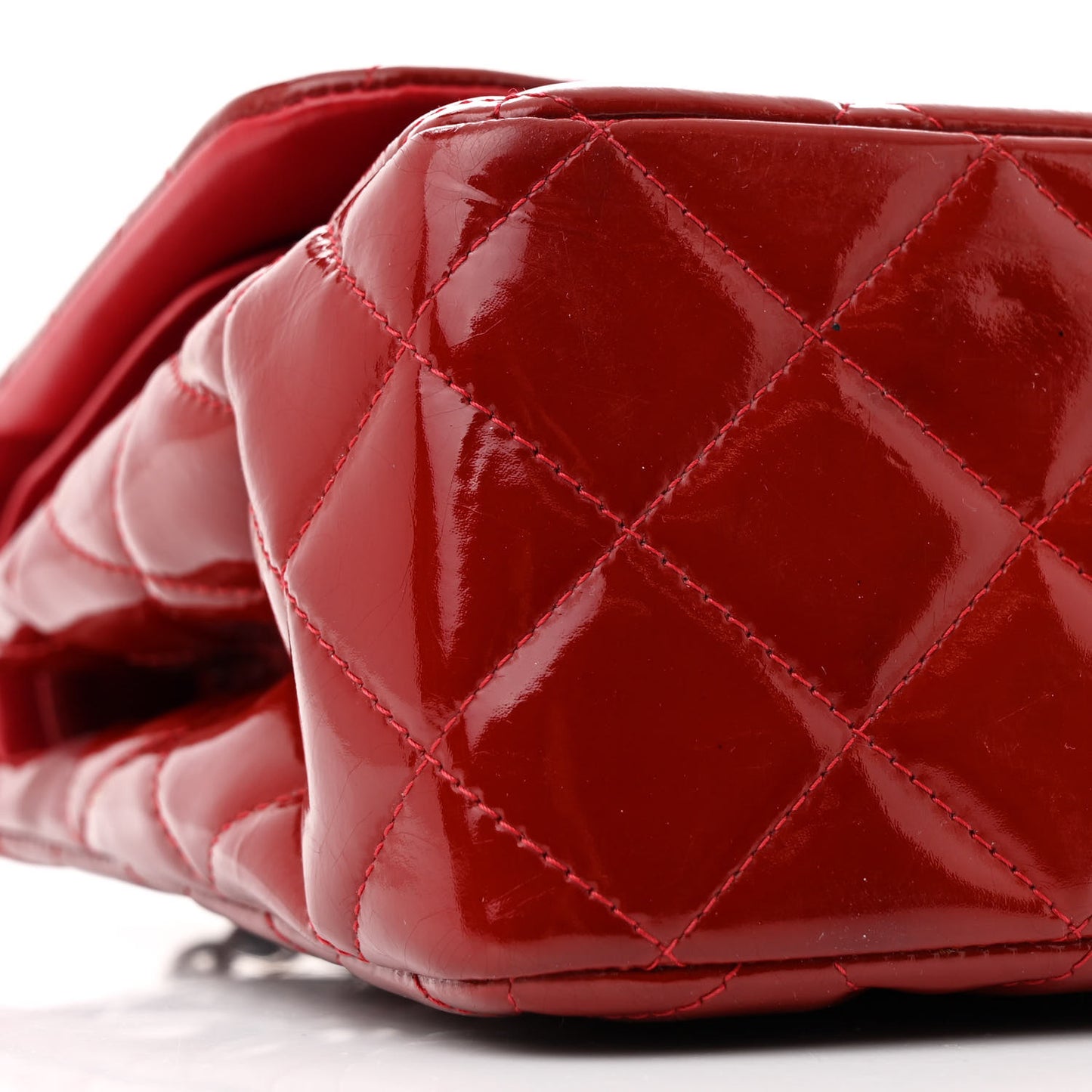 Patent Quilted Jumbo Double Flap Red