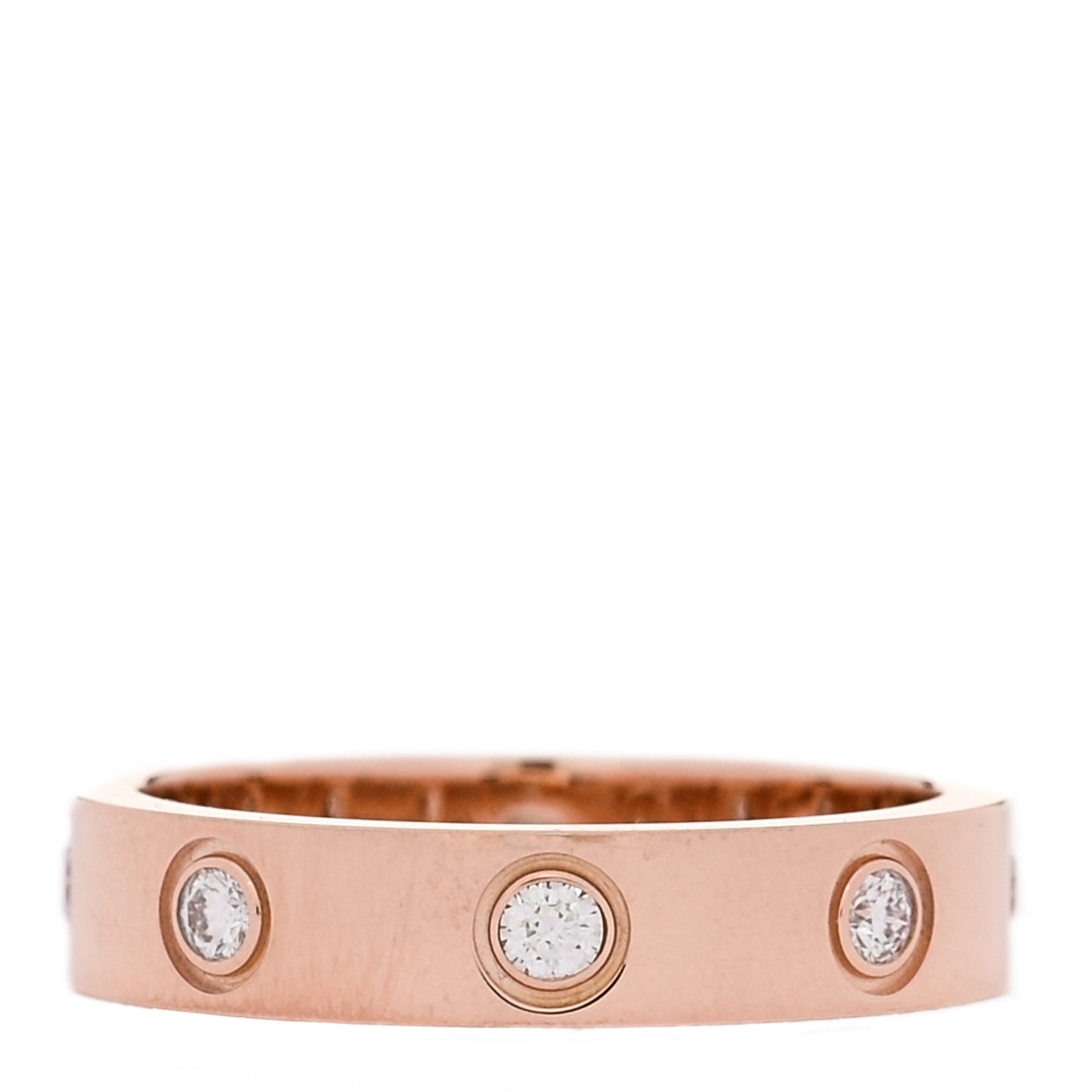 18K Pink Gold 8 Diamond 4mm LOVE Wedding Band Ring 47 4.25