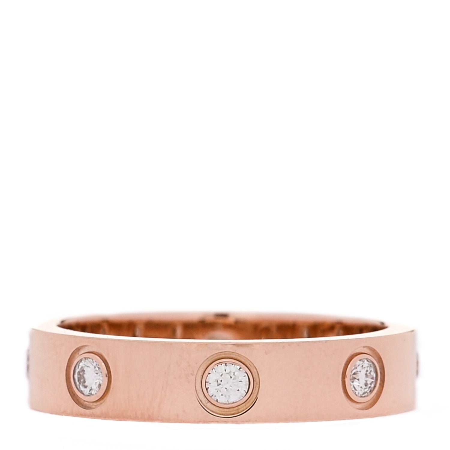 Cartier 18K Pink Gold 8 Diamond 4mm LOVE Wedding Band Ring 47 4.25 3 of 4
