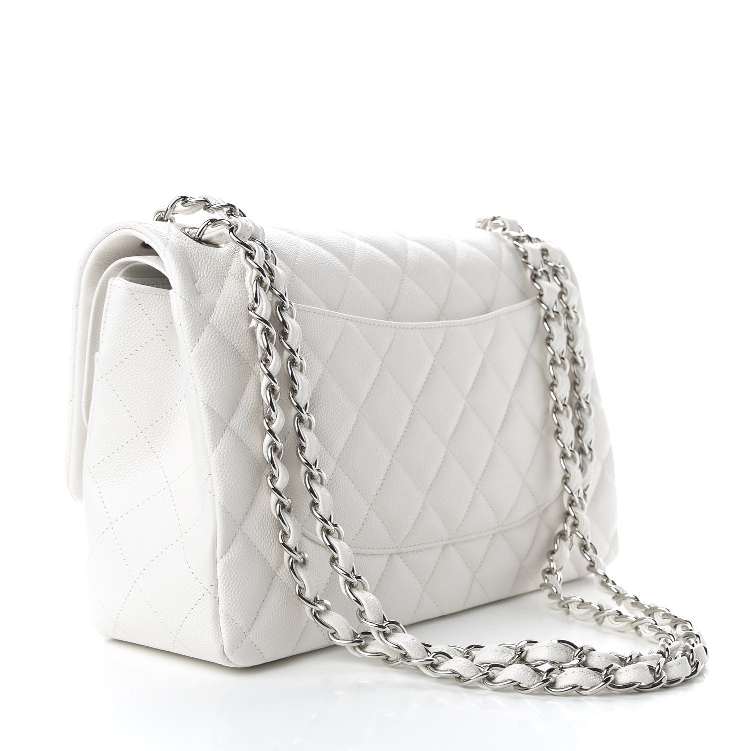 Chanel Caviar Quilted Jumbo Double Flap White 2 of 10