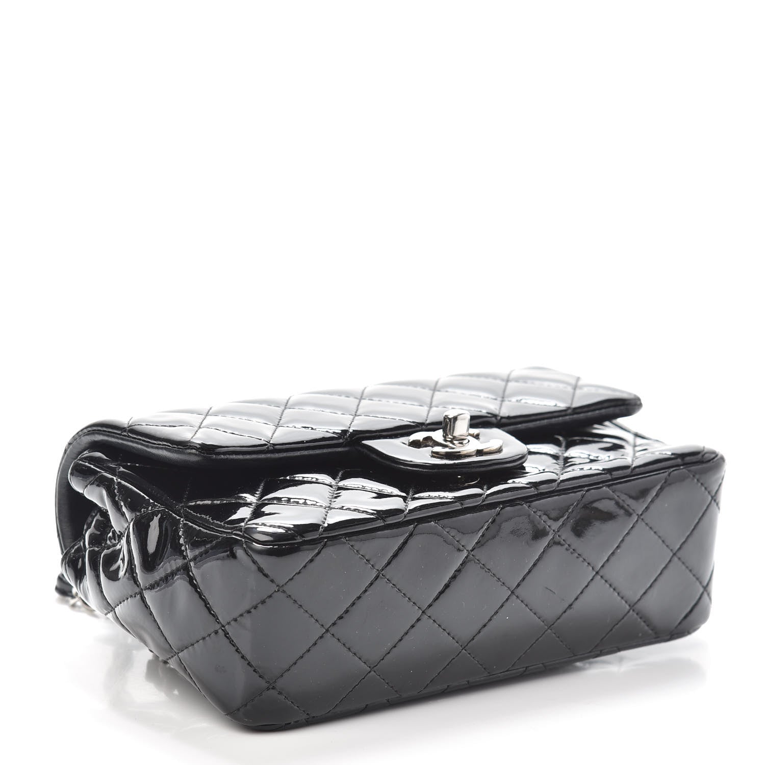 Chanel Patent Calfskin Quilted Mini Rectangular Flap Black 4 of 9