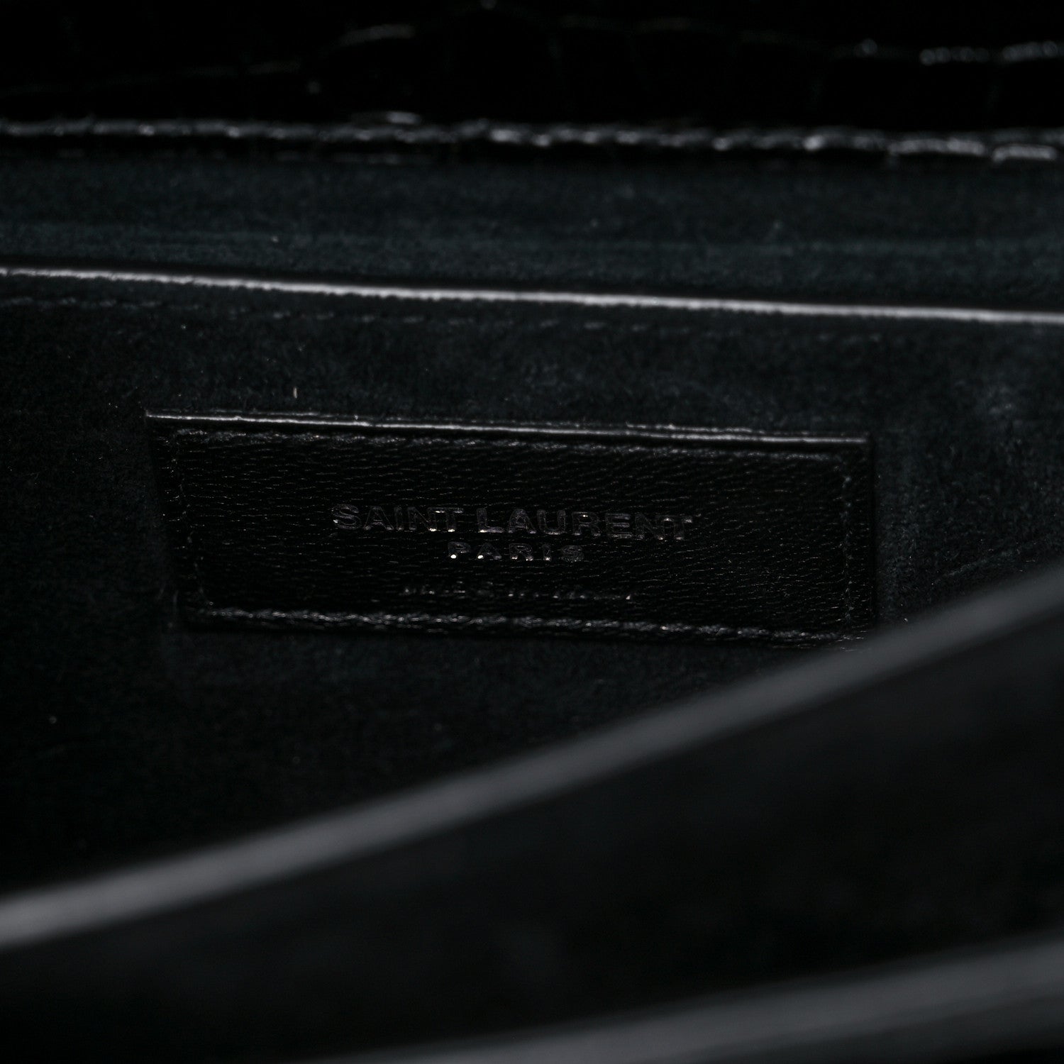Saint Laurent Calfskin Crocodile Embossed Medium Monogram Sunset Black 7 of 14