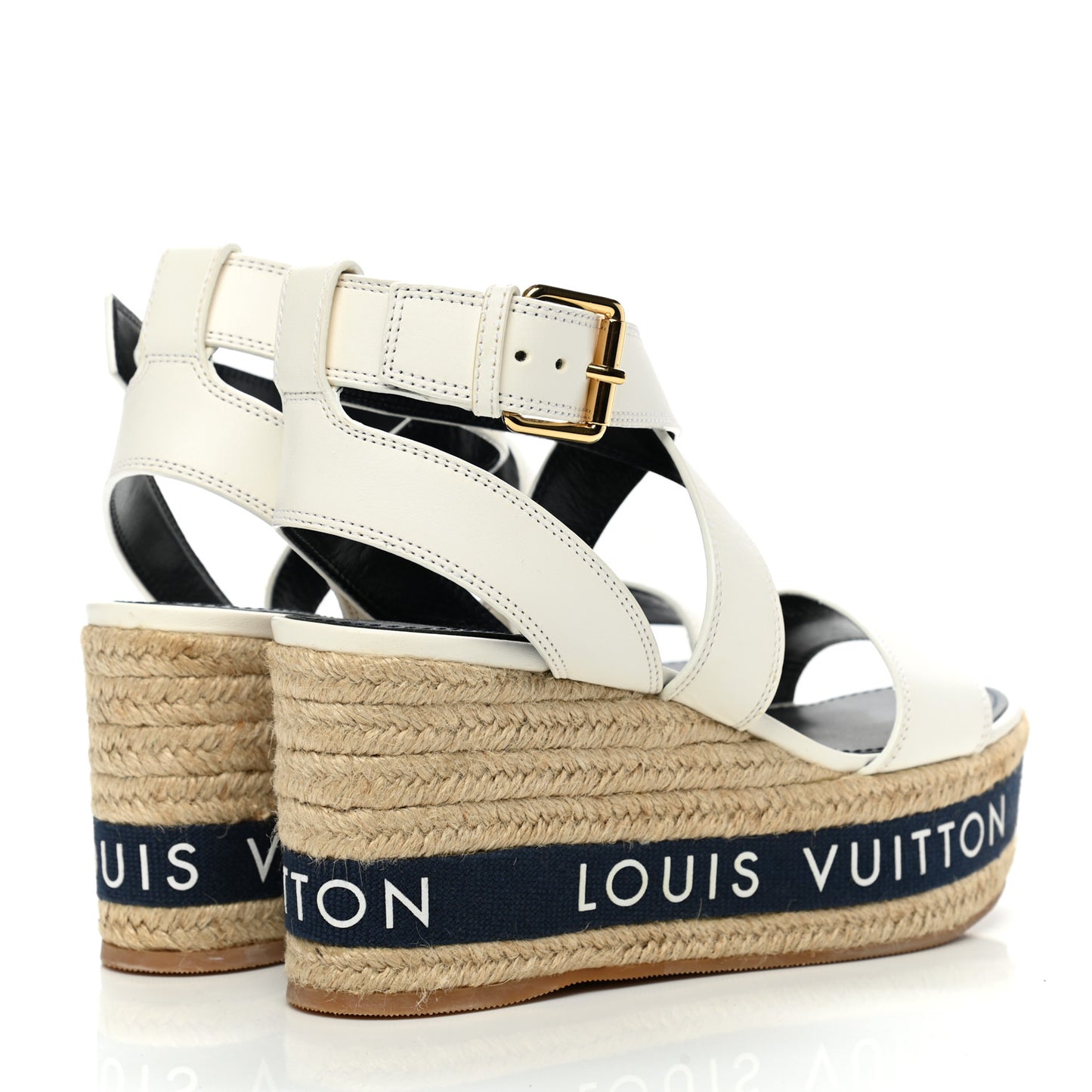 Calfskin Boundary Wedge Sandals 38 White