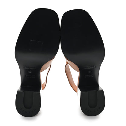 Hermes Calfskin Elbe 60 Sandals 38 Marron Glaise 6 of 10