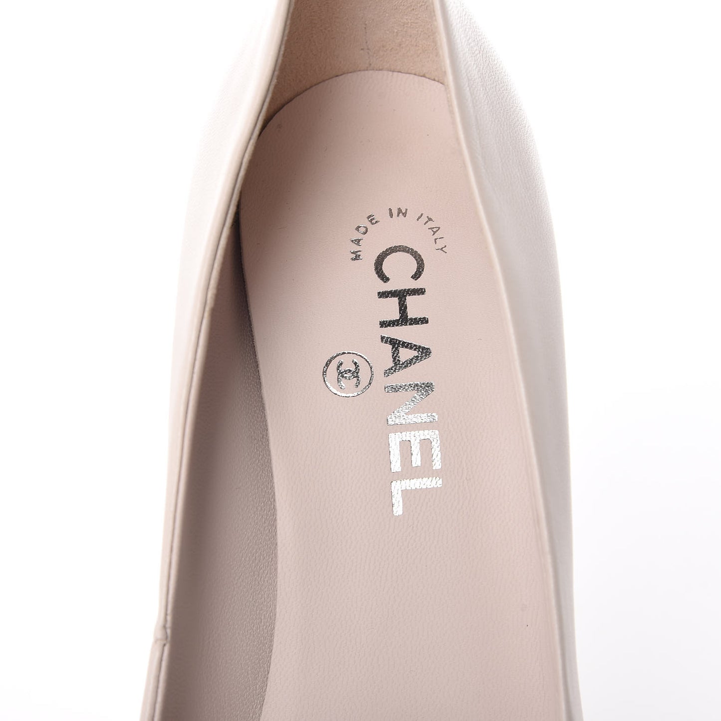 Lambskin Metallic Cap Toe CC Pumps 40 Beige Silver