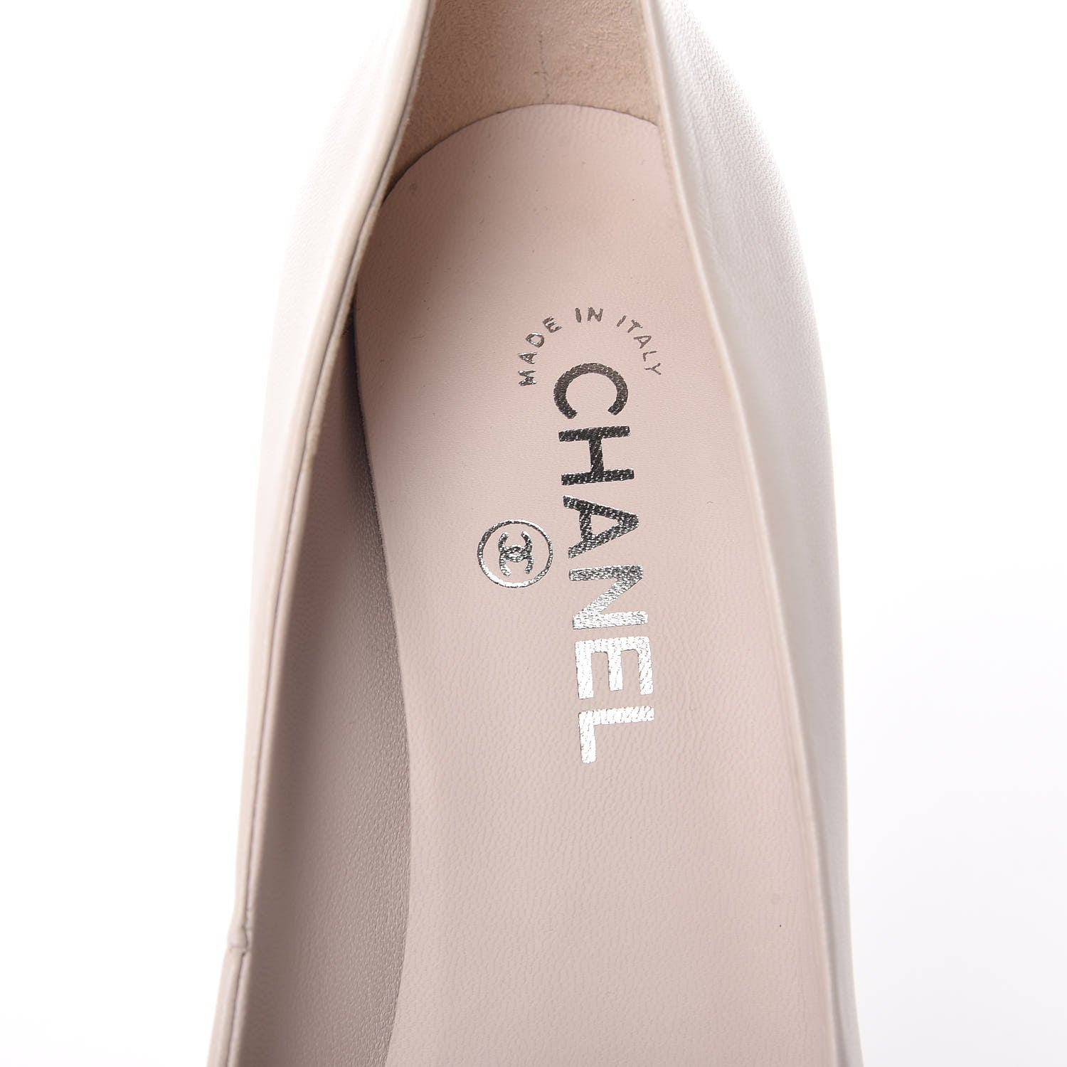 Chanel Lambskin Metallic Cap Toe CC Pumps 40 Beige Silver 7 of 10