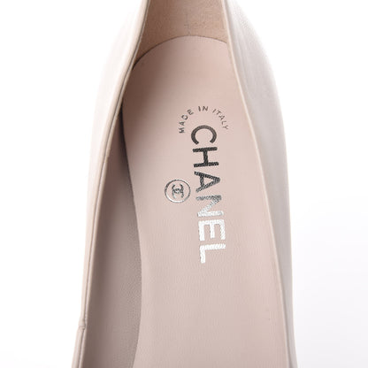 Chanel Lambskin Metallic Cap Toe CC Pumps 40 Beige Silver 7 of 10