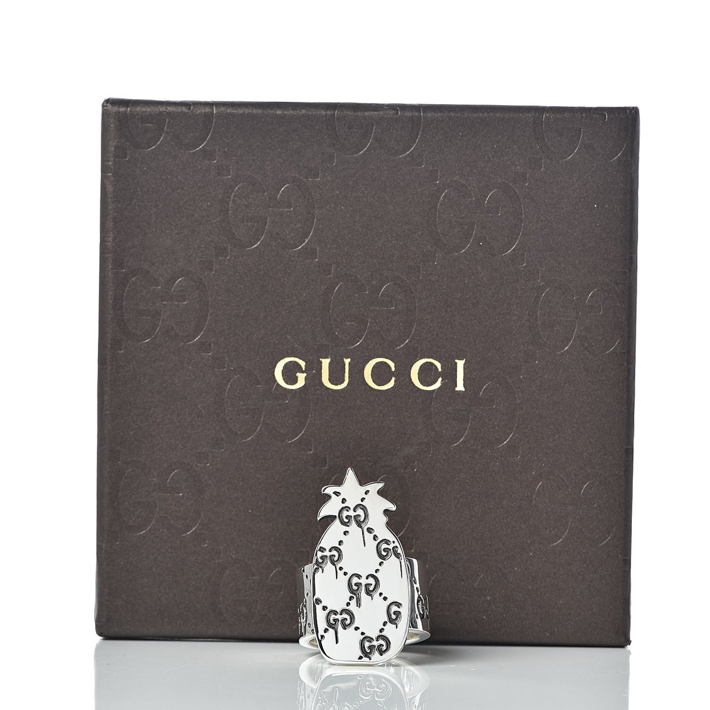 Sterling Silver GucciGhost Pineapple Ring 52 6