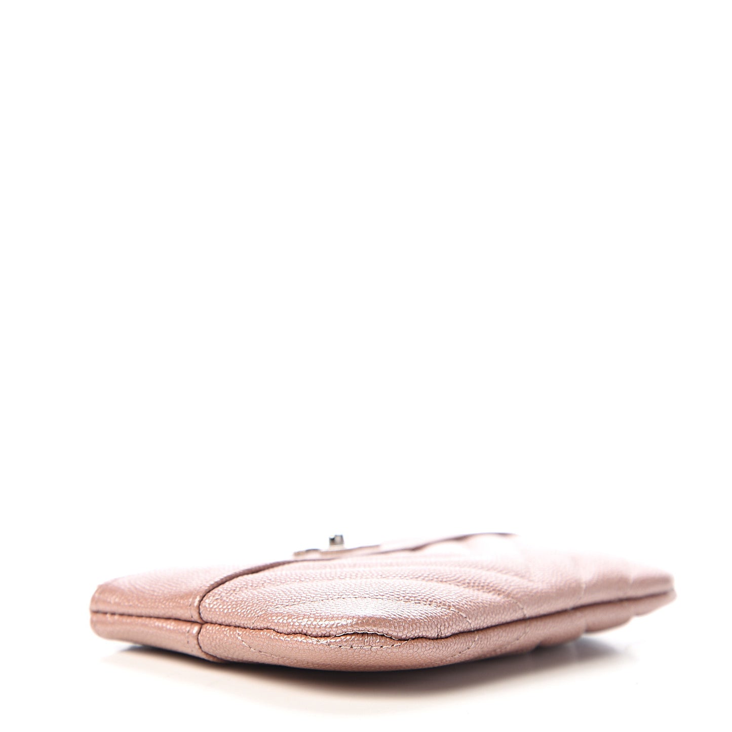 Metallic Caviar Chevron Quilted Small Vintage Mademoiselle Cosmetic Case Pink