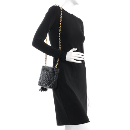 Chanel Lambskin Quilted Tassel Shoulder Bag Black 2 of 9