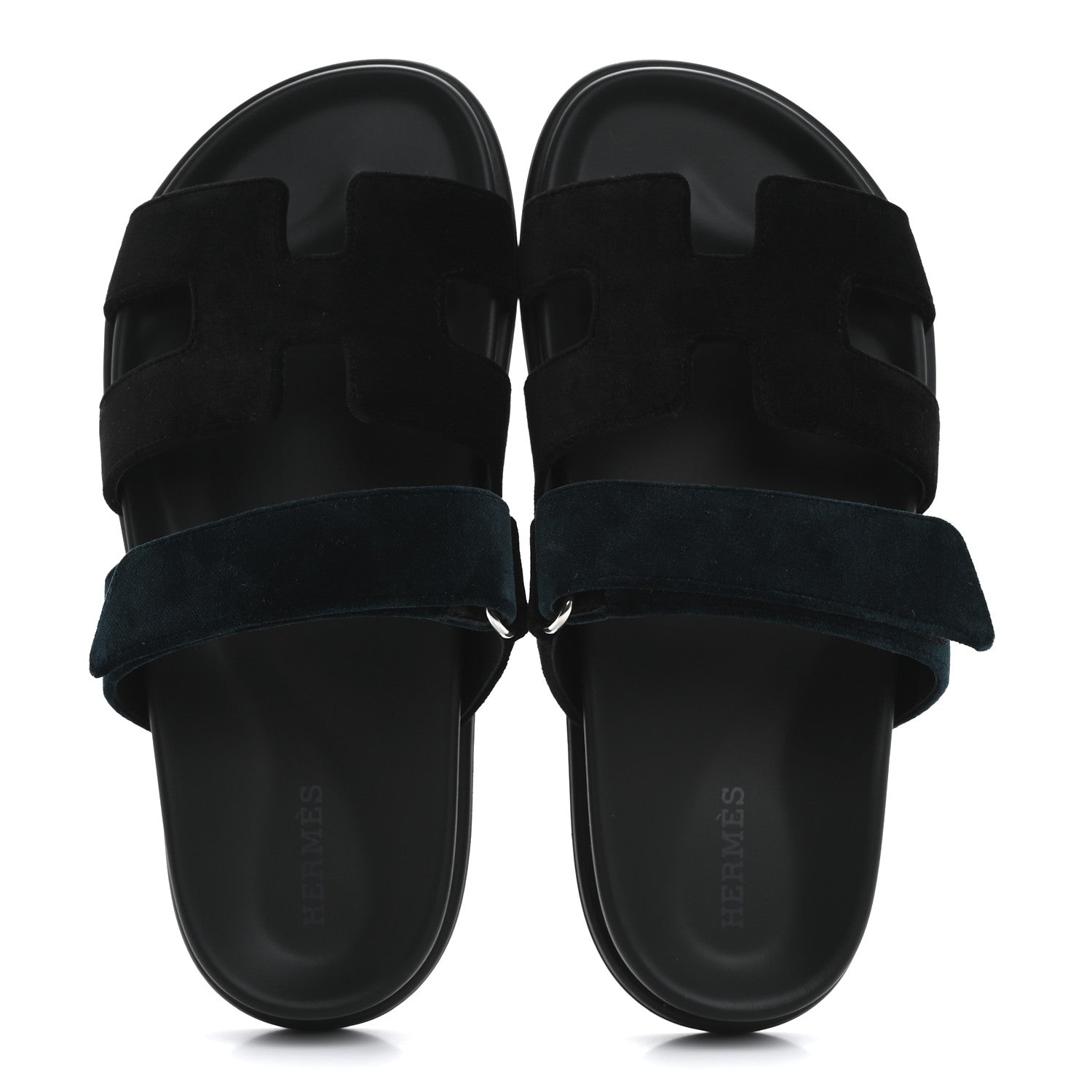 Hermes Velvet Womens Chypre Sandals 36 Black Vert Mousse 36.5 Black Vert Mousse 2 of 9