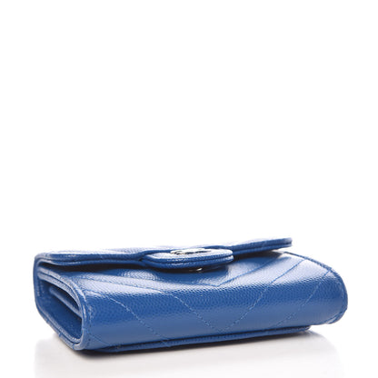 Chanel Caviar Chevron Quilted Card Holder Wallet Bright Blue 4 of 9