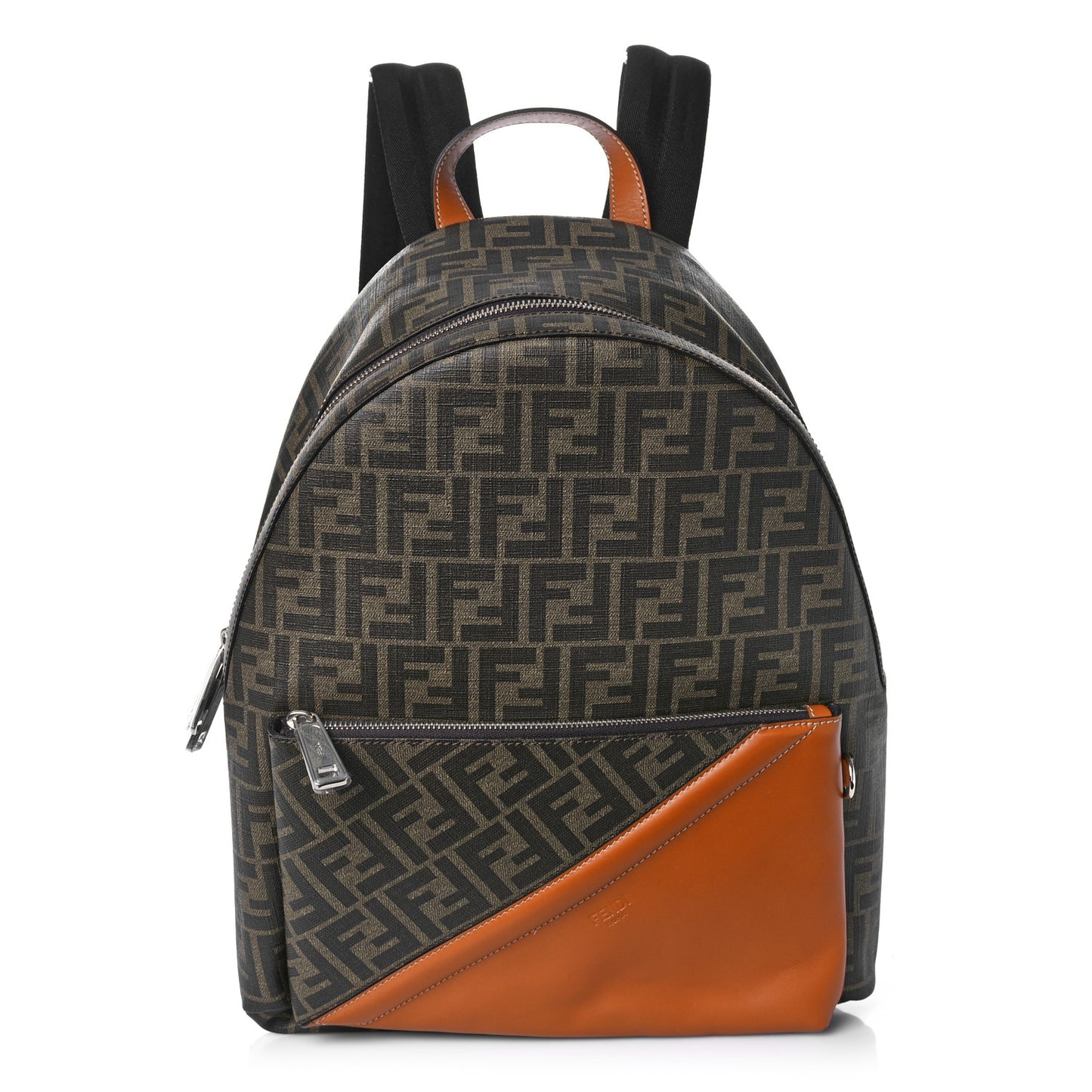 Glazed Fabric Vitello King FF 1974 Diagonal Pouch Pocket Backpack Tobacco Moro Cuoio
