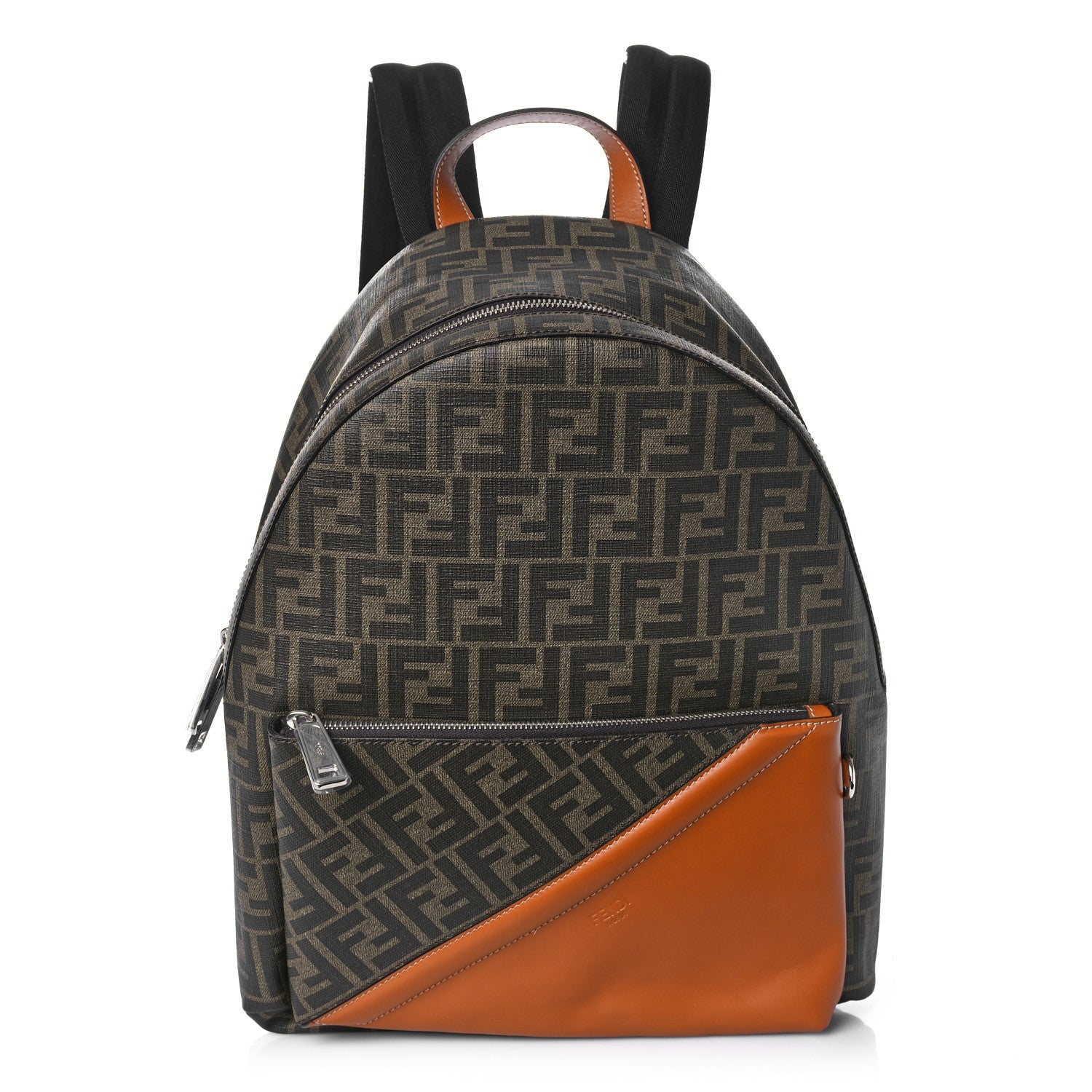 Fendi Glazed Fabric Vitello King FF 1974 Diagonal Pouch Pocket Backpack Tobacco Moro Cuoio 1 of 8