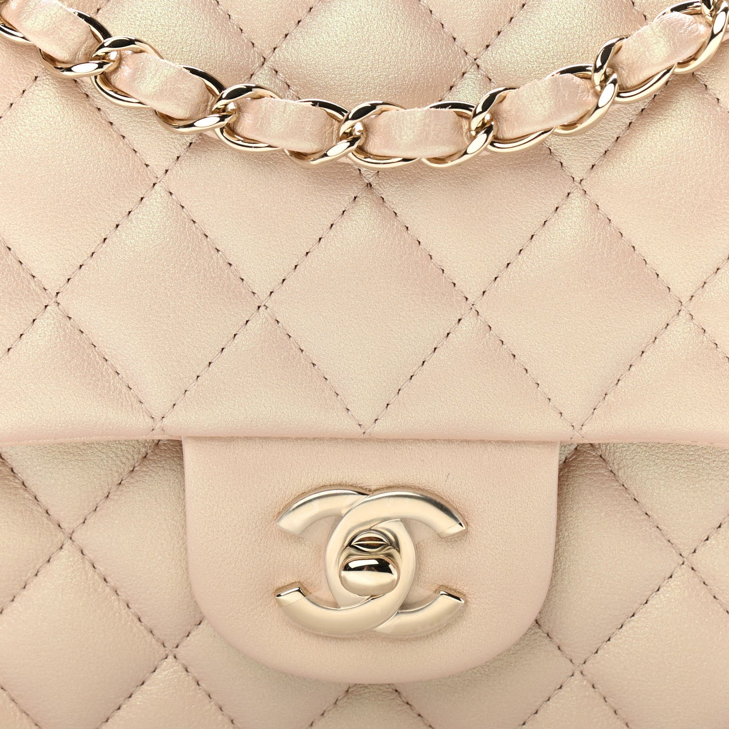 Chanel Iridescent Calfskin Quilted Medium Double Flap Beige 8 of 11