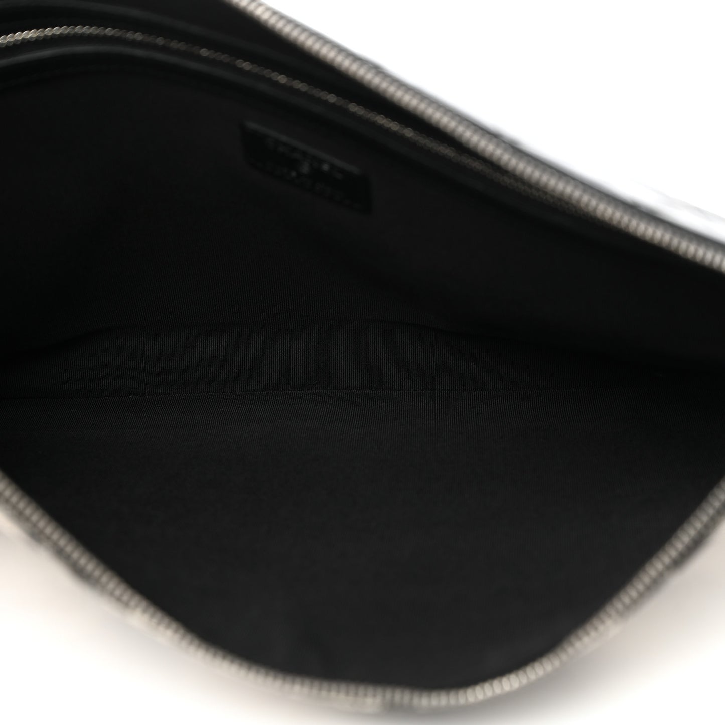 Coated Canvas Lambskin Quilted Large Camellia Cosmetic Case Black White