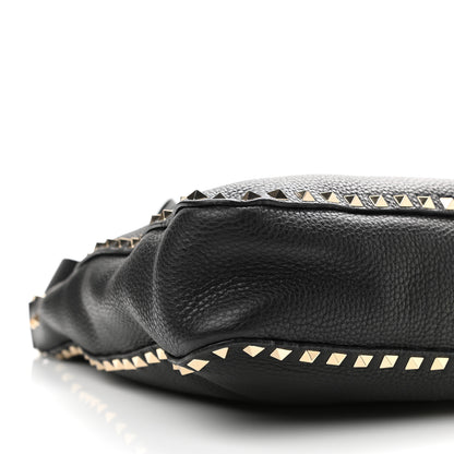 Valentino Garavani Pebbled Calfskin Large Rockstud Flip-Lock Messenger Bag Black 8 of 9