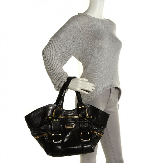 Jimmy Choo Calfskin Suede Marcia Tote Black 2 of 12