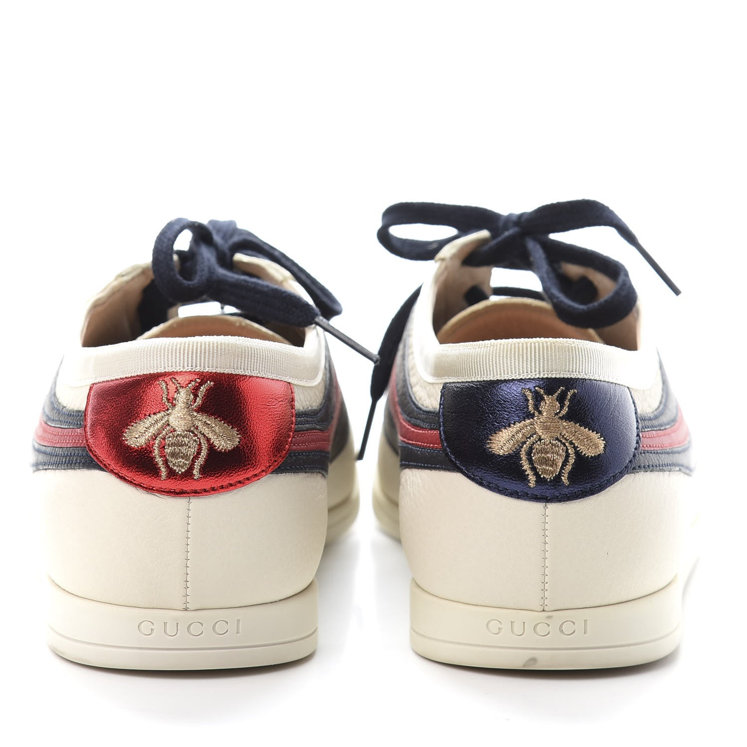 Gucci Calfskin Mens Web Falacer Sneakers 7.5 White Blue 5 of 10