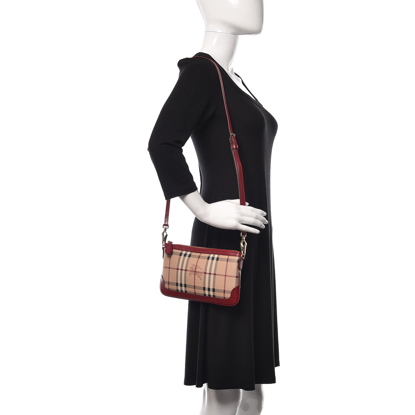 Haymarket Check Small Peyton Crossbody Clutch Bag Military Red