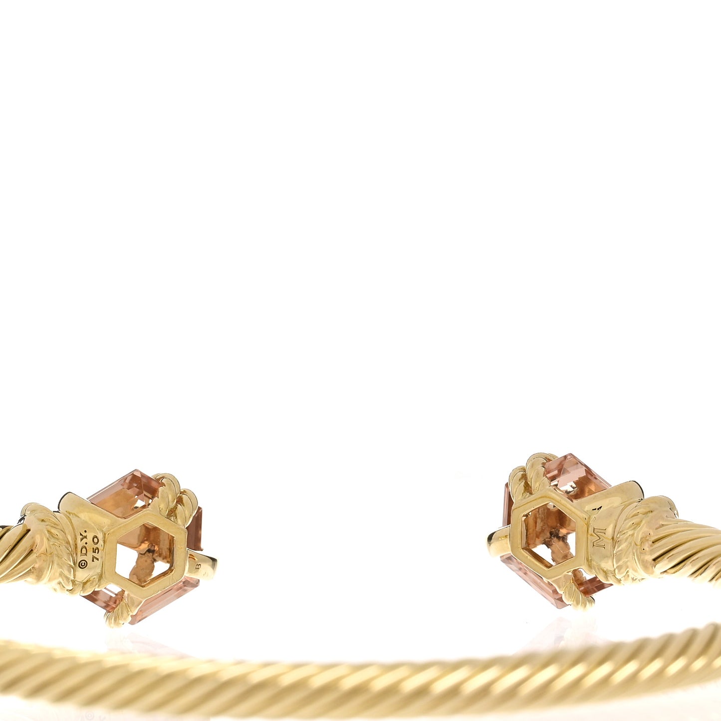 18K Yellow Gold Morganite Diamond 4mm Cable Wrap Bracelet