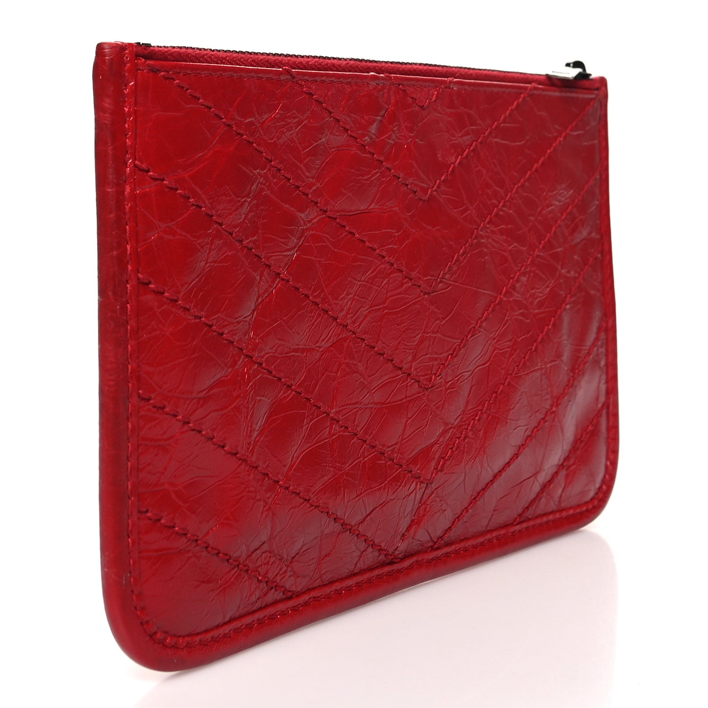 Crinkled Calfskin Matelasse Niki Bill Pouch Red