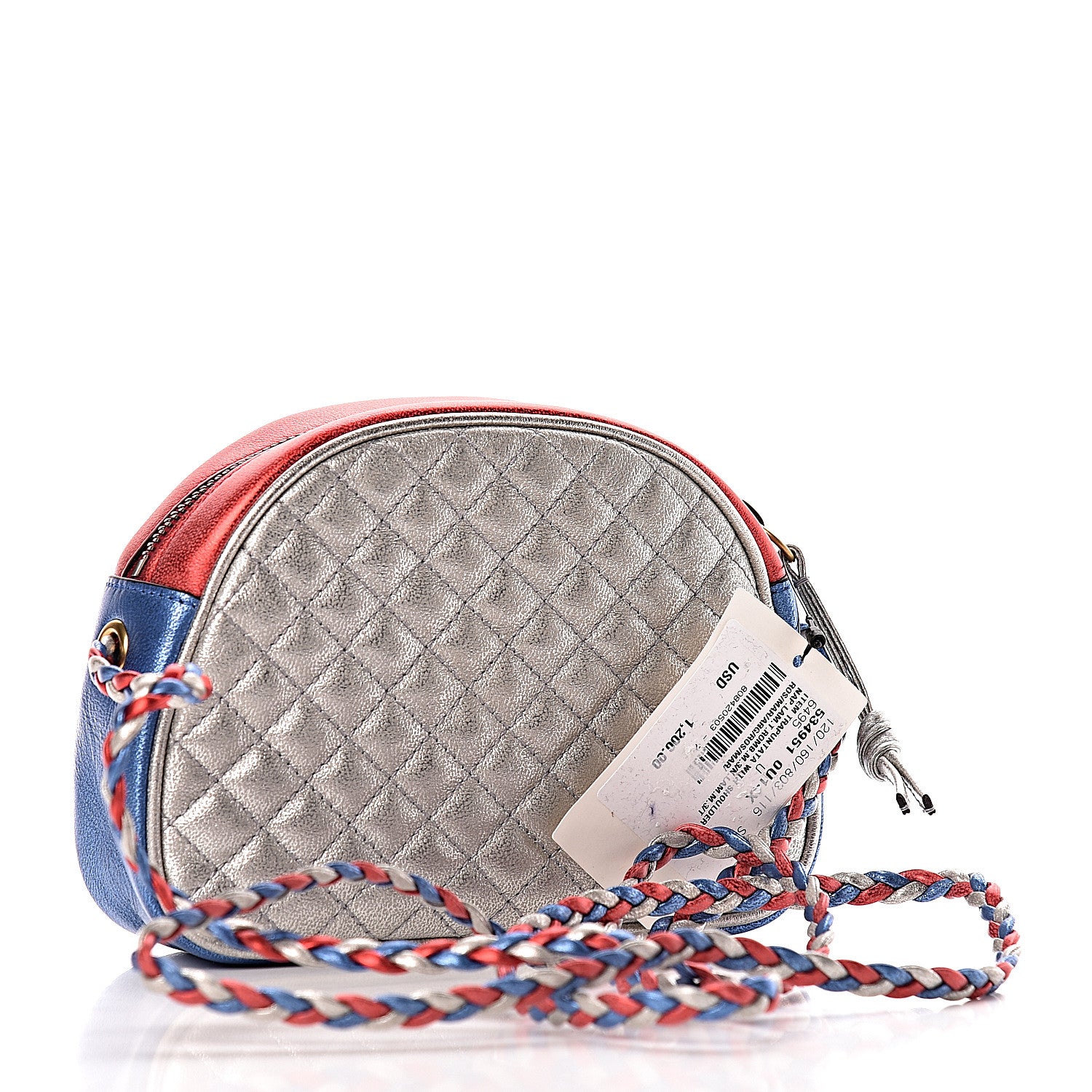 Gucci Laminated Nappa Trapuntata Mini Zumi Dome Shoulder Bag Rosso Marine Argento 3 of 13