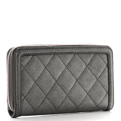 Chanel Caviar Quilted Medium Filigree Zip Around Wallet Dark Silver 3 of 9