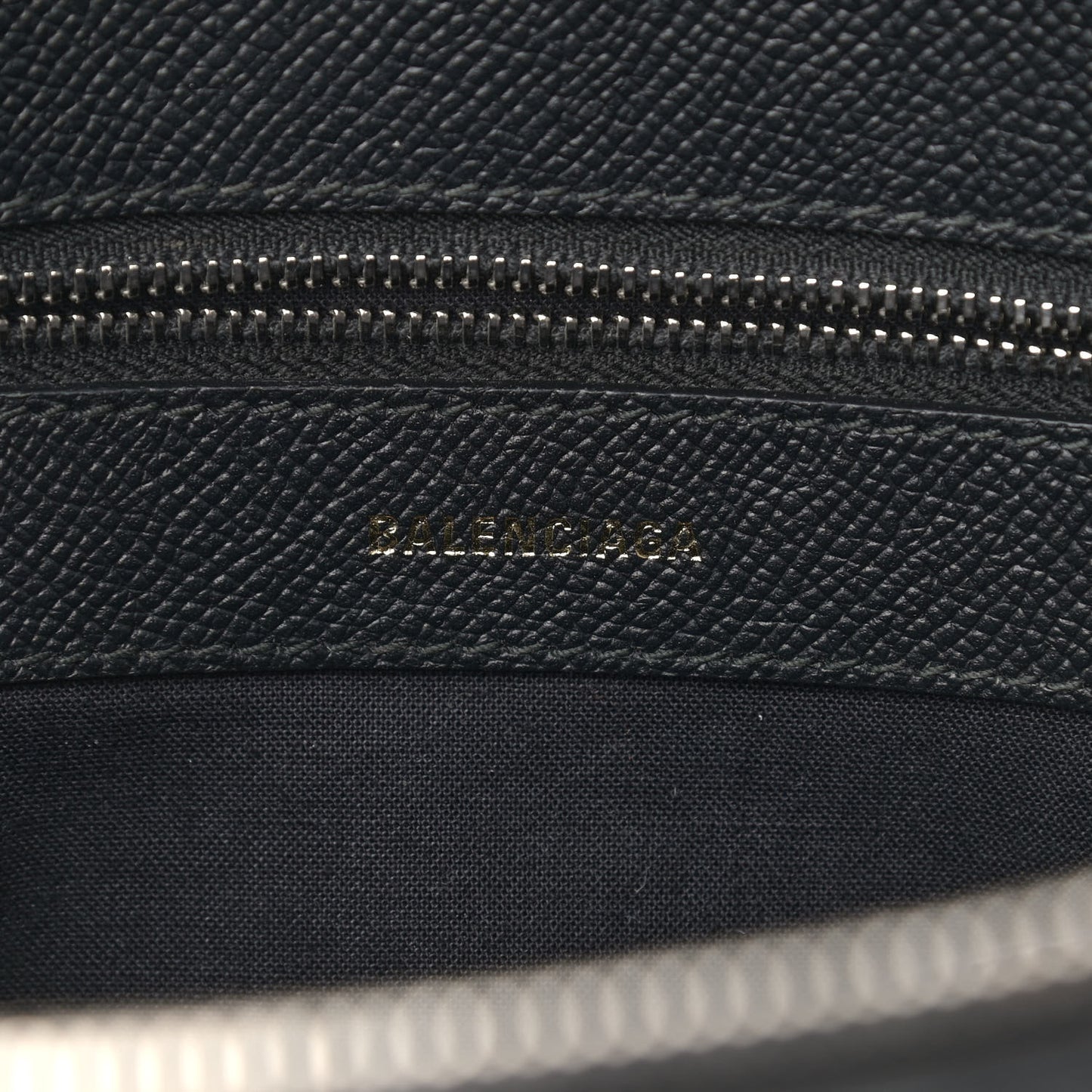 Signature Grained Calfskin Logo S Ville Top Handle Bag Black Grey