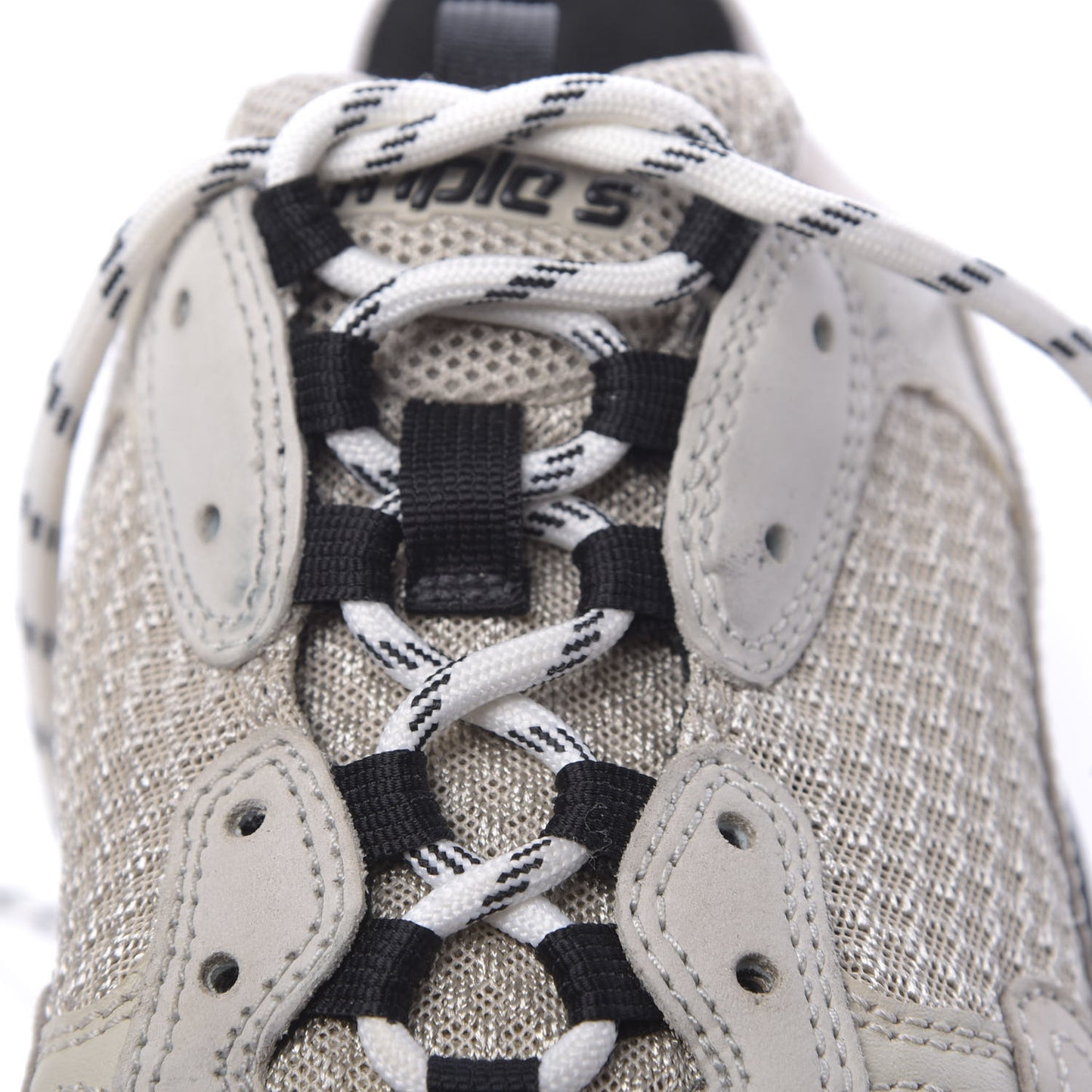 Fabric Mesh Womens Triple S Sneakers 41 Beige Black
