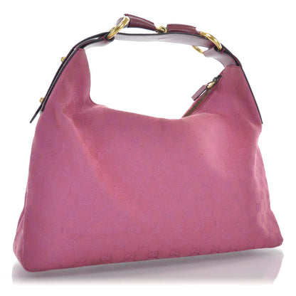 Gucci Monogram Medium Horsebit Chain Hobo Fuchsia 3 of 9