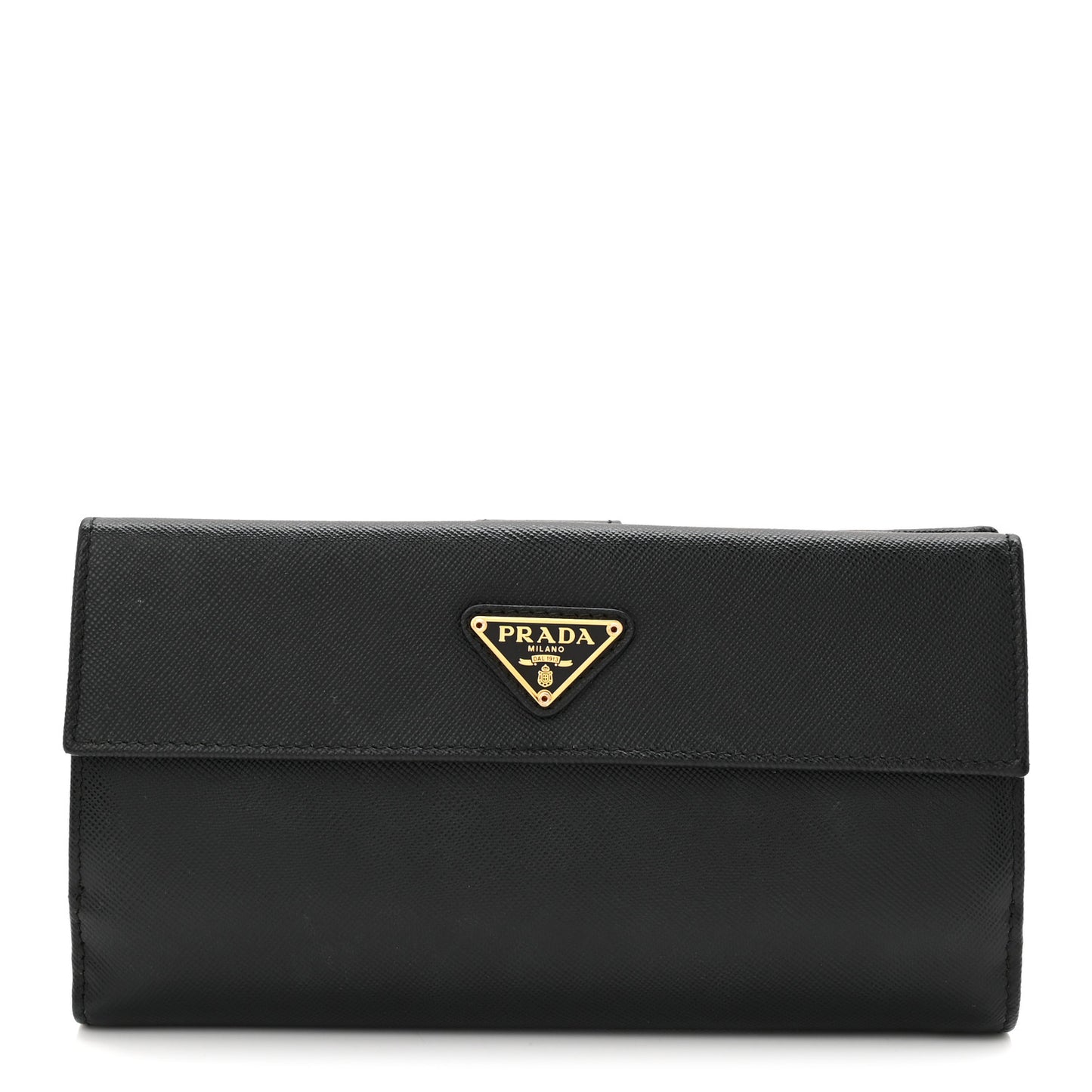 Saffiano Metal Large Flap Wallet Black