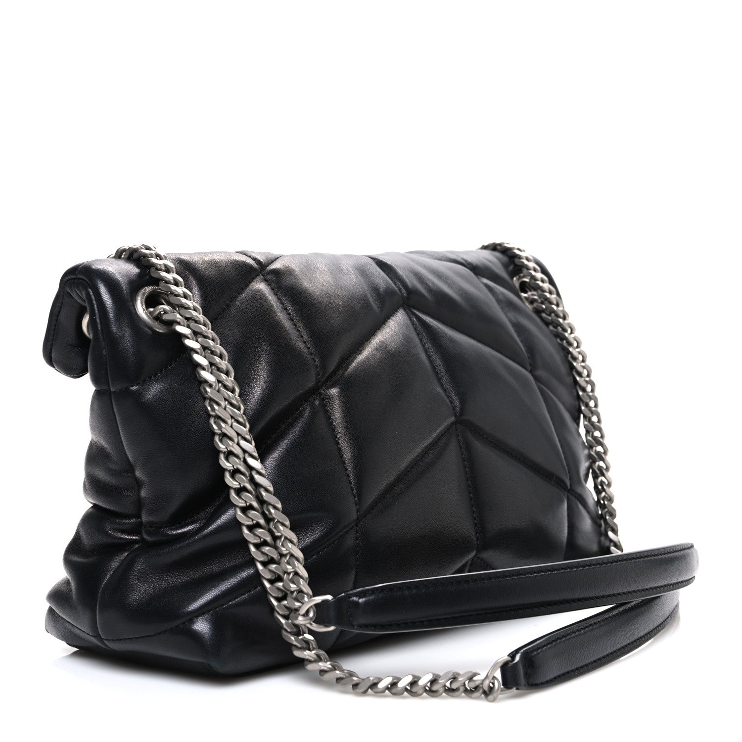 Saint Laurent Lambskin Quilted Small Loulou Puffer Monogram Chain Satchel Black 3 of 10